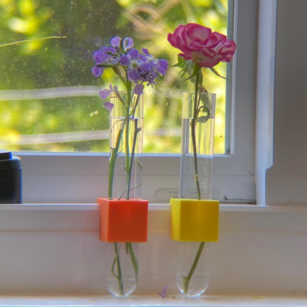 Plant Propagation Micro Vase for window sill - SET OF THREE - clips to modern vinyl windows - test tube for herbs flowers garden gifts