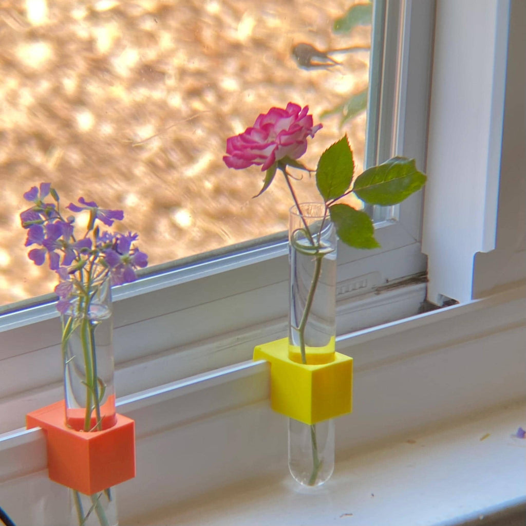 Plant Propagation Micro Vase for window sill - SET OF THREE - clips to modern vinyl windows - test tube for herbs flowers garden gifts
