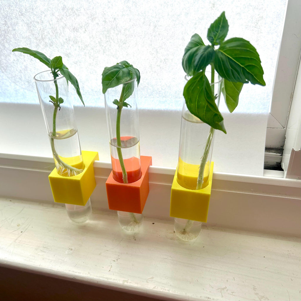 Plant Propagation Micro Vase for window sill - SET OF THREE - clips to modern vinyl windows - test tube for herbs flowers garden gifts