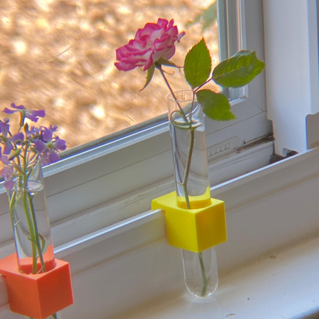 Plant Propagation Micro Vase for window sill - SET OF THREE - clips to modern vinyl windows - test tube for herbs flowers garden gifts