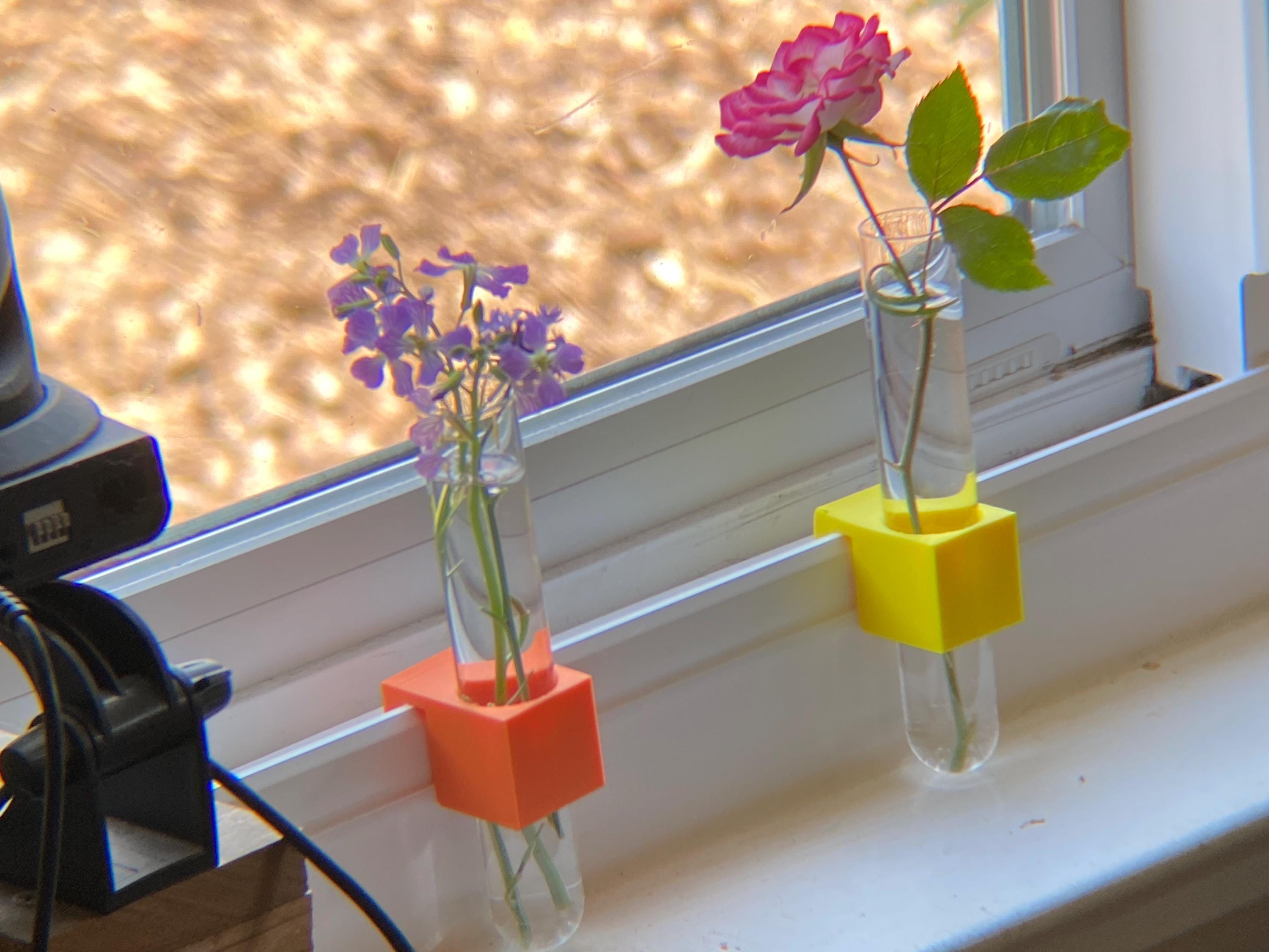 Plant Propagation Micro Vase for window sill - SET OF THREE - clips to modern vinyl windows - test tube for herbs flowers garden gifts
